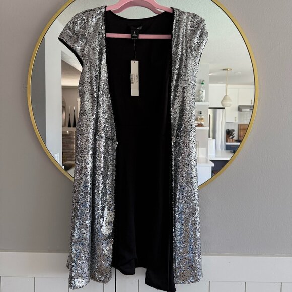 Aqua Silver Sequin Wrap Dress - Picture 1 of 3